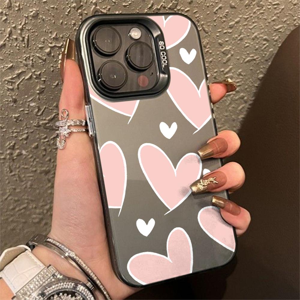 Luxury Love Heart Silver Phone Case For Samsung Galaxy S25 S24 Ultra S23 S22 FE S21 S20 Ultra Plus FE A25 A35 A55 5G Cover