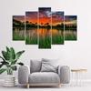 Feeby Five piece picture canvas print, Sky at sunset