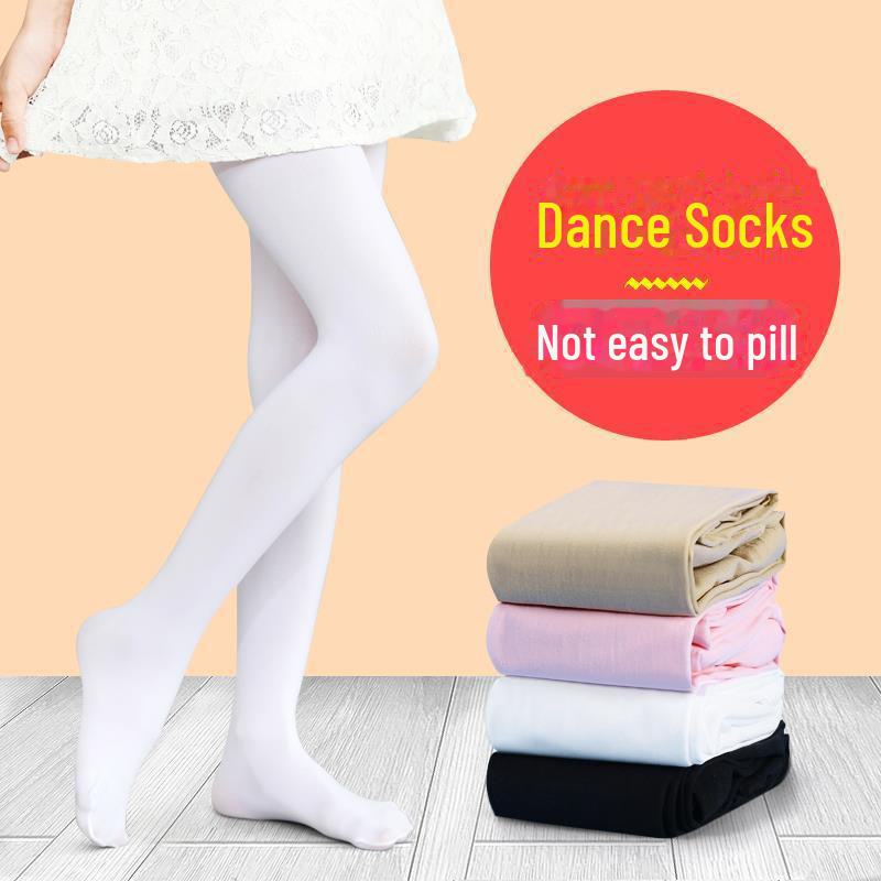 Girls' Velvet Thickened Winter Leggings – White Dance Pantyhose and Outerwear for Kids