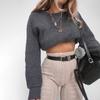 Autumn Pullover Knitted Crop Sweater Women 2023 Long Sleeve Jumper Casual Sexy Pull O Neck Solid Winter Knitwear Short Top 28472
