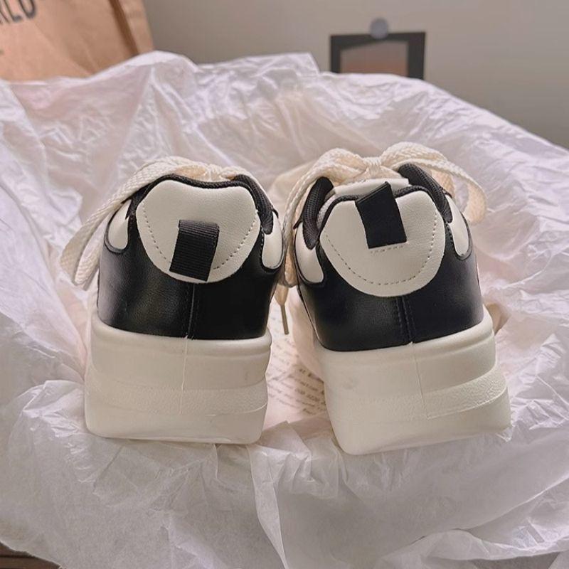 Niche Black and White Panda Little White Shoes Womens Autumn Universal Thick-Stolem Increaseing Board