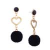 Pretty Rhinestone Heart Earrings Lovely Hairball Eardrop Ornament Birthday Valentine's Day Gift