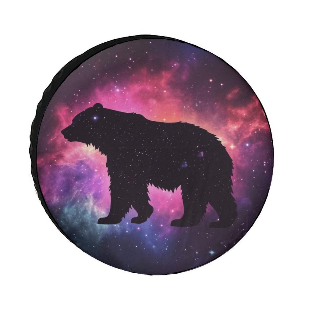 Galaxy Bear Silhouette Tire Cover Durable Waterproof Polyester Outdoor Aesthetic Spare Wheel Protector