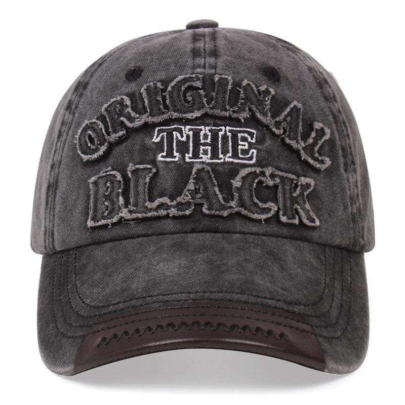 Outdoor soft-top Japanese and Korean trendy casual baseball cap, fashionable old embroidered letter cap
