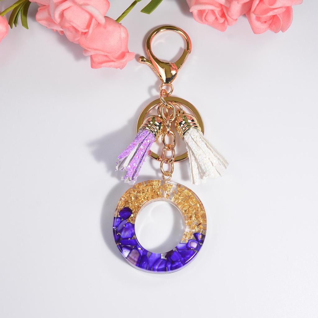 Фиолетовый хрустальный эпоксидный брелок с буквой и кисточкой - Ювелирное украшение из смолы, подвеска-шарм