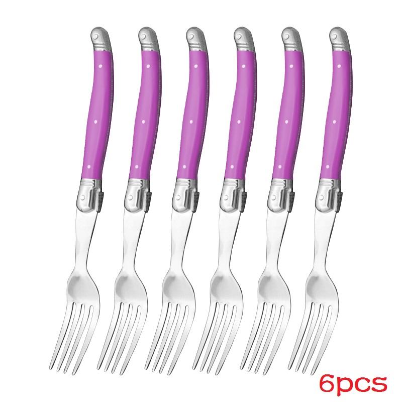 6 шт. вилок для стейка Laguiole Rainbow, набор столовых вилок, цветные столовые приборы, вилки для стола, нержавеющая сталь, барная посуда, набор для ресторана и дома