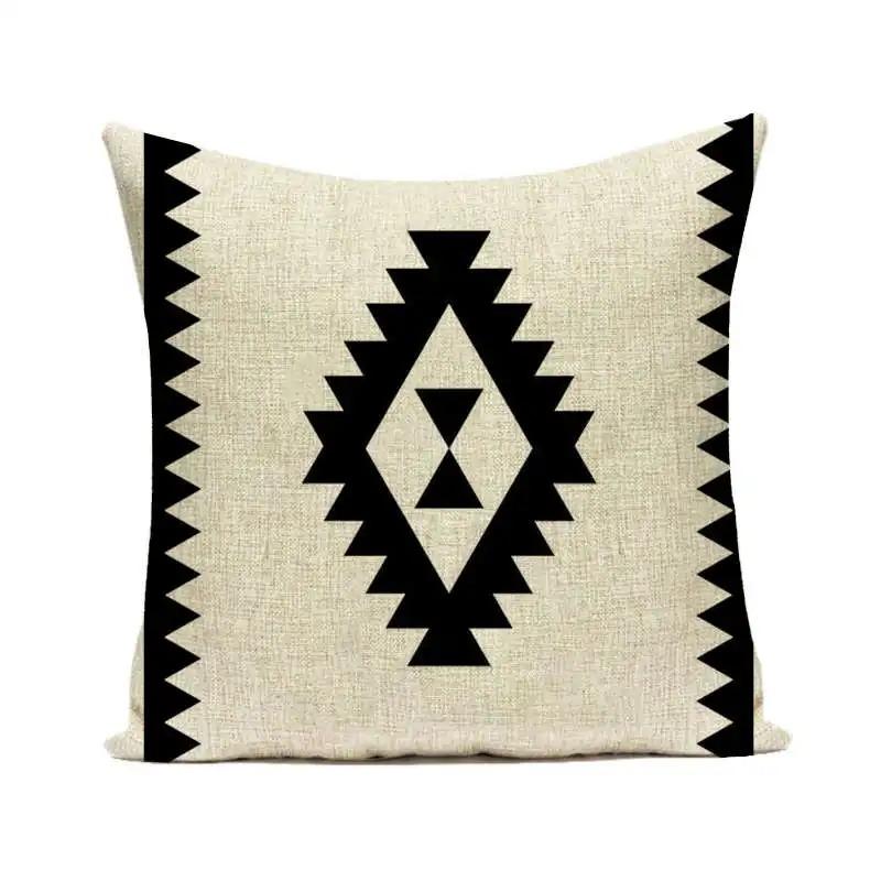 Boho Geometric Cushion Cover Aztec Tribal Pattern Cotton Throw Pillowcase For Living Room Sofa Couch Home Decor 40X40Cm 1 Pc