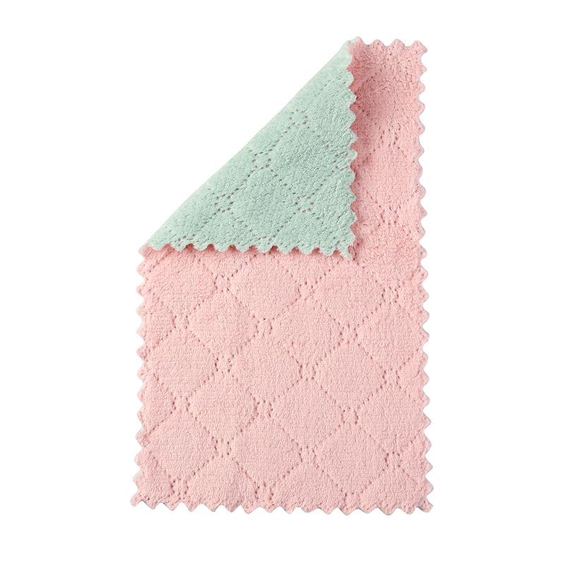 Двусторонняя плотная тряпка для мытья посуды из кораллового флиса – впитывающая губка для чистки кухни, стола и мисок