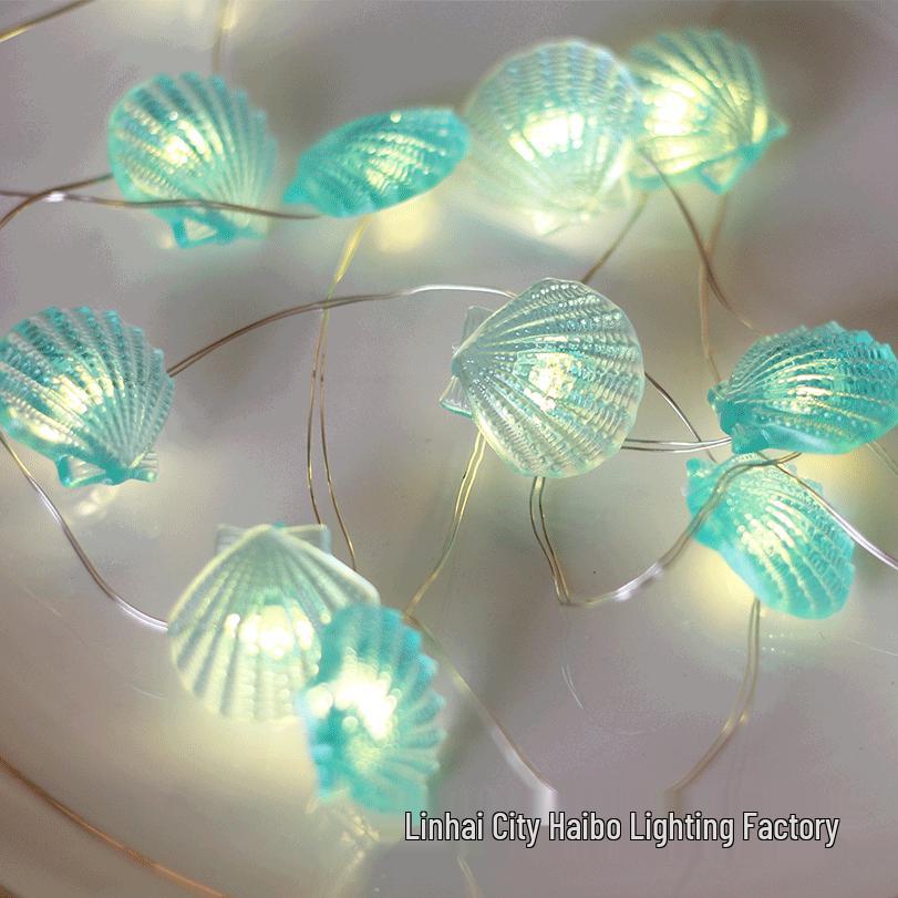 LED Ocean Series Children's Decorative String Lights: Starfish, Seashell, Seahorse, Conch Copper Wire Fasteners.