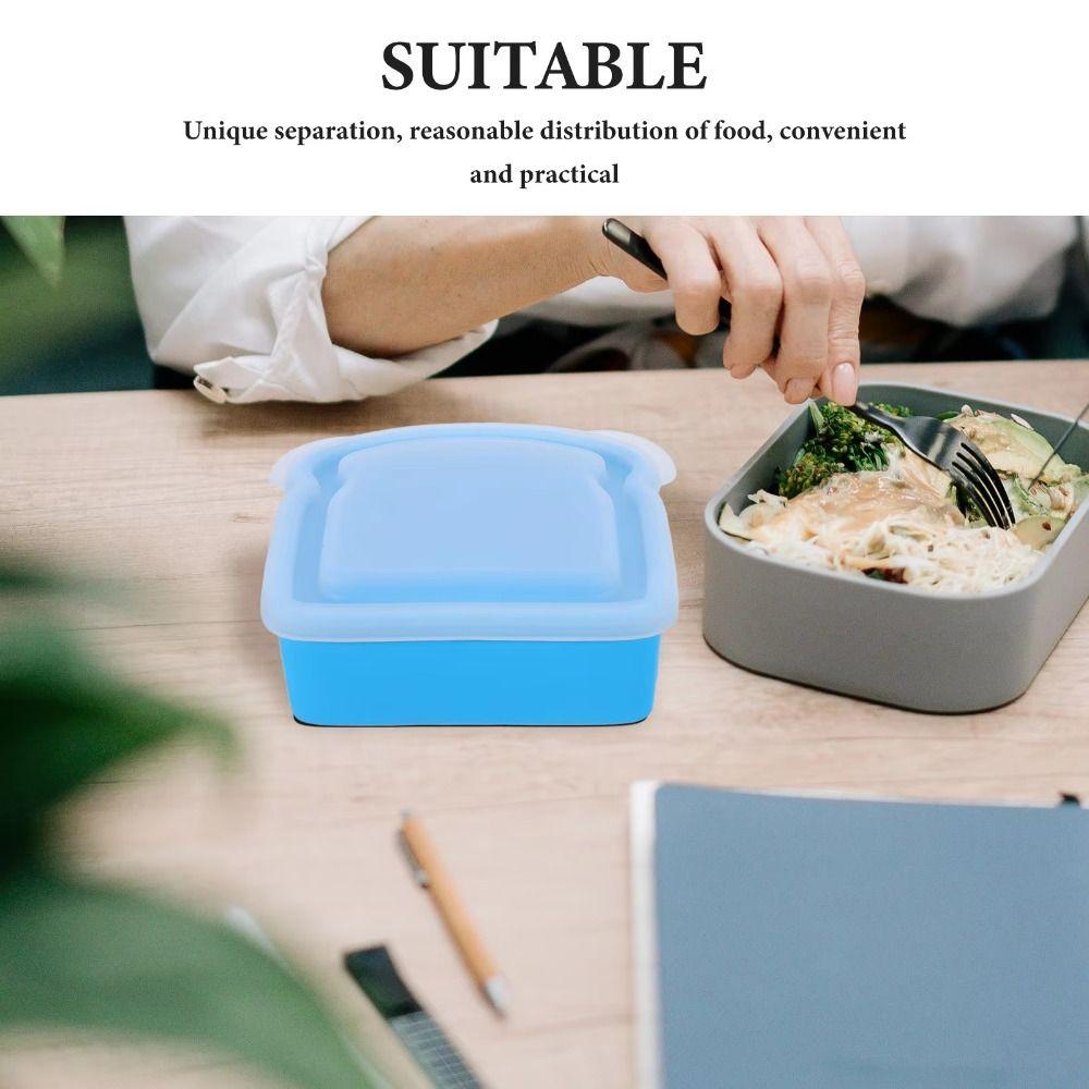 Toast Shaped Silicone Sandwich Box Airtight Food Container BPA Free Portable Lunch Box For Travel