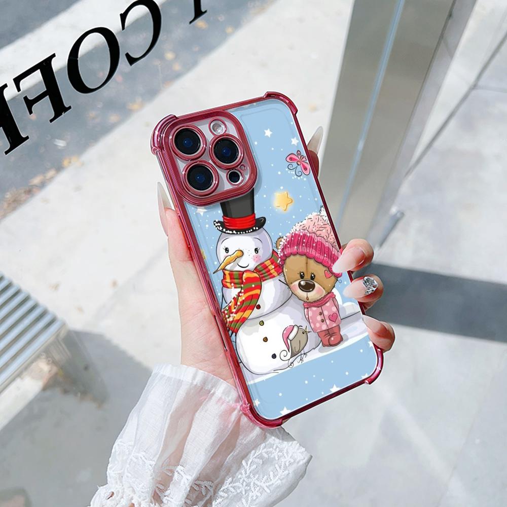 Чехлы для телефонов Ae107 Happy New Year Christmas с гальваническим покрытием из ТПУ для Xiaomi 11 Lite Redmi Note 13 Pro 12C 9S 14C Huawei P40 с защитой на четыре угла