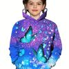 Уютная толстовка с капюшоном с 3D-принтом «Бабочка» — мягкий толстый флис, теплая, модная, украшенная пайетками — идеально подходит для мальчиков и девочек на осень