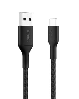 Belkin к Плетеному Нейлону Совместимый с iPhone и Быстрой Зарядкой MFi Черный USB-A USB-C Кабель, 16/15, iPad, MacBook, Зарядка, Прочный, Сертифицированный, 2м,