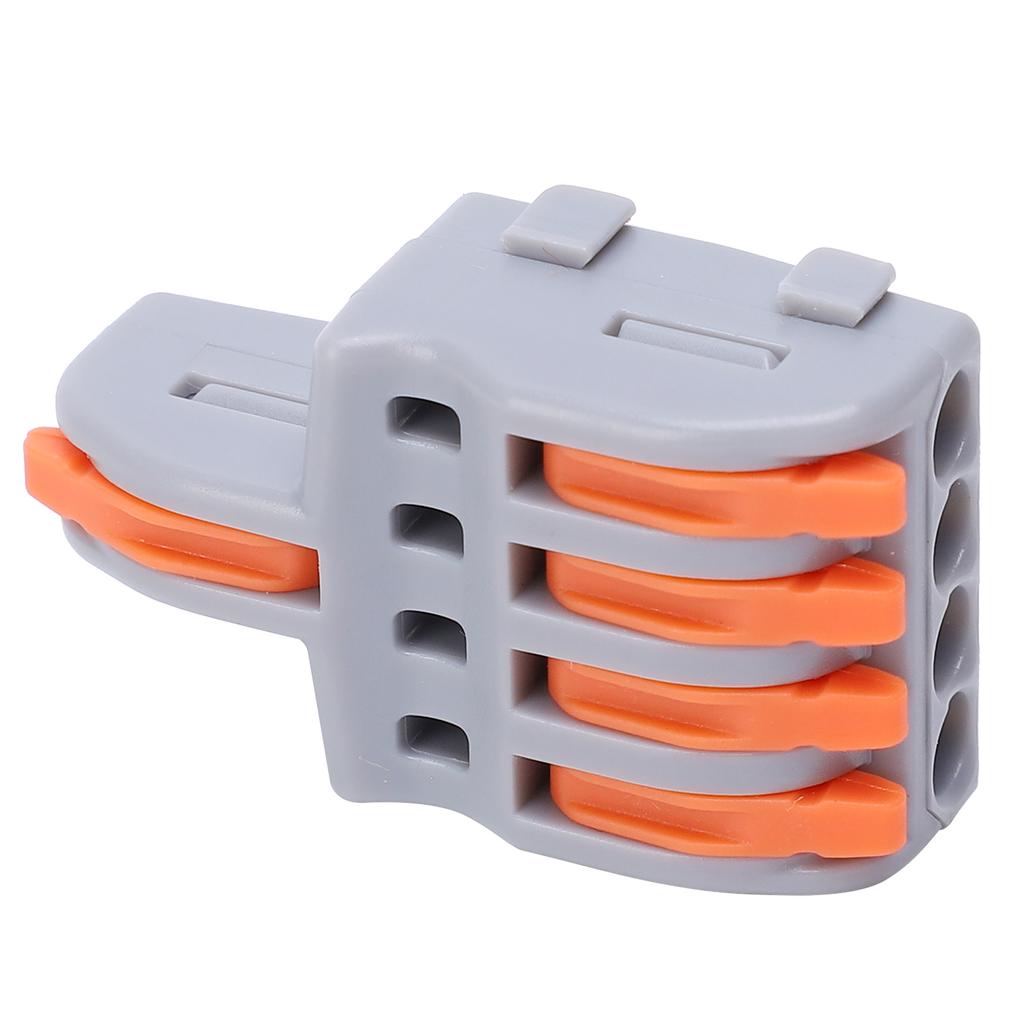 20Pcs Wire Connector 1 In 4 Out PushType Splitter Conductor Terminal Block Electrical Parts(Orange )