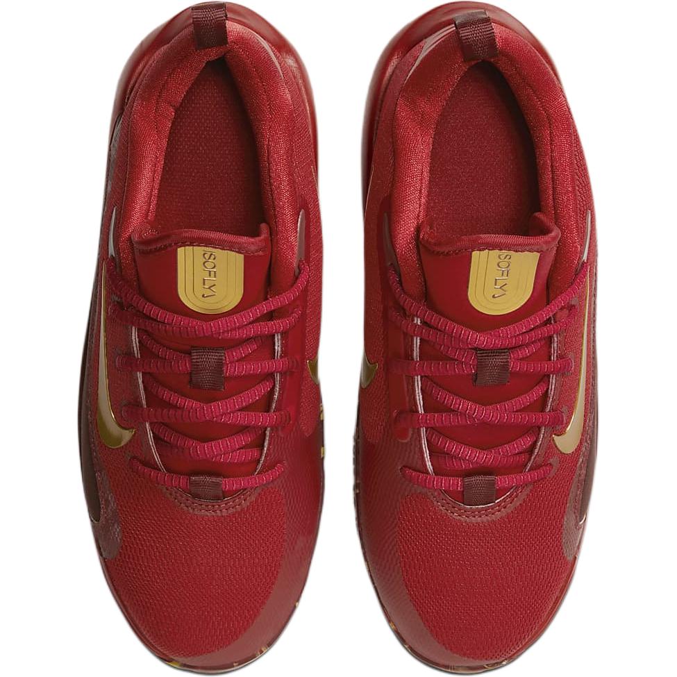 Nike ISOFLY Slip Resistant Shock Absorbers Low Top Children's Basketball Shoes Red Sneakers FZ7298-600