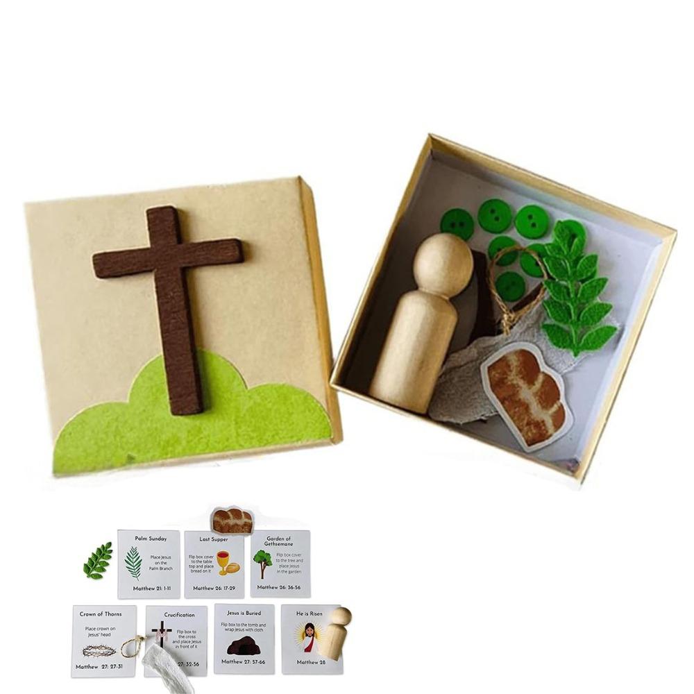 Multi-purpose DIY Easter Holy Week Box Mini with Storage Box Easter Resurrection Game Box Reusable Religious Ornament Kids