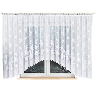Bożena - Ready-made Jacquard Curtain with Bottom Trim - 500X160 - White