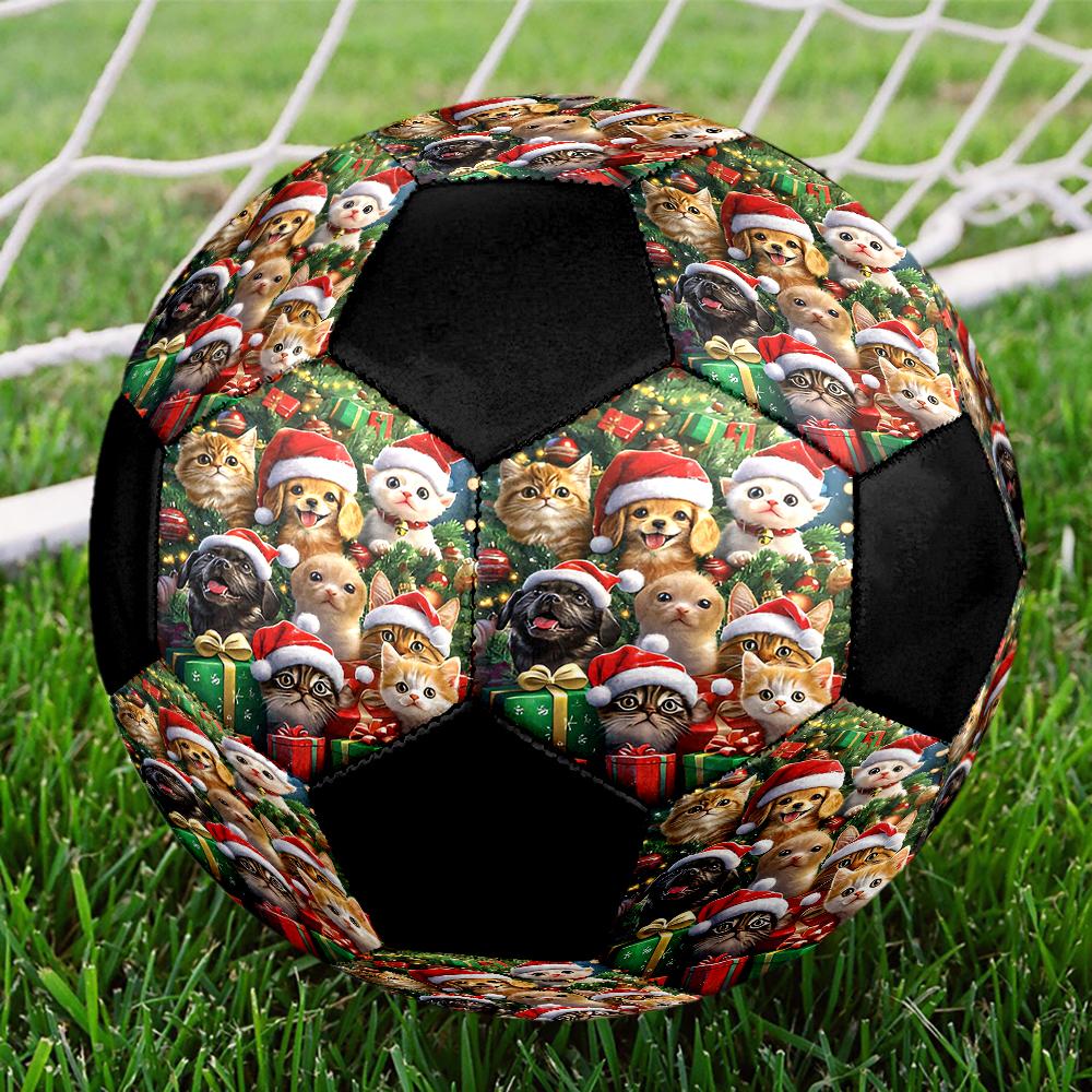 Christmas Dog Theme Size 5 Soccer Ball, Suitable for Both Indoor and Outdoor Matches, a Gift Suitable for Everyone.