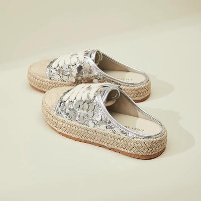 Баотоу полутапочки женские летние новые серебристые для улицы красивые прохладные тапочки можно сочетать с юбками и обувью