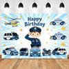Cartoon Police Backdrop Police Station Car Background Banner Kid Birthday Party Decoration Baby Shower Supplies Photography Prop
