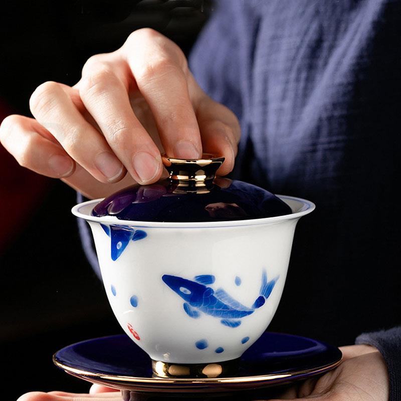 BORREY Китай Керамический Гайвань Чайник Набор Чашек Белые Фарфоровые Супницы Гайвань Путешествия Кунг-Фу Чайный Сервиз Костяной Фарфор Чайная Чаша Пуэр Чайник