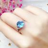 Trendy Simulated Sea Blue Topaz Oval Open Ring for Women – Fashionable & Elegant