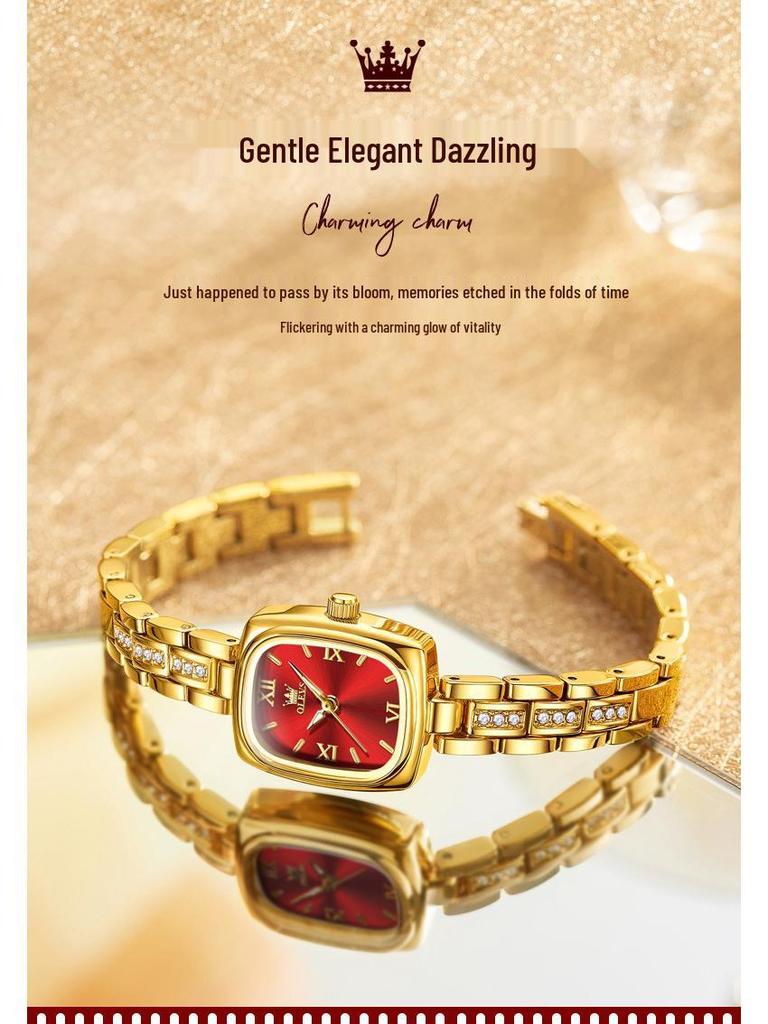 OLEVS Женские изысканные минималистичные часы-браслет с квадратным циферблатом в стиле ретро, кварцевые