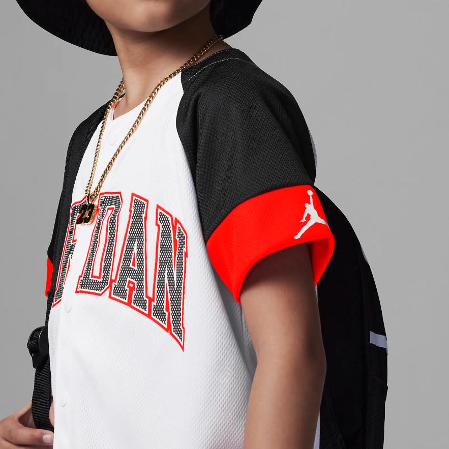 Jordan Свободная футболка с логотипом из дышащей сетки с коротким рукавом Детские топы Белый FQ0839-100