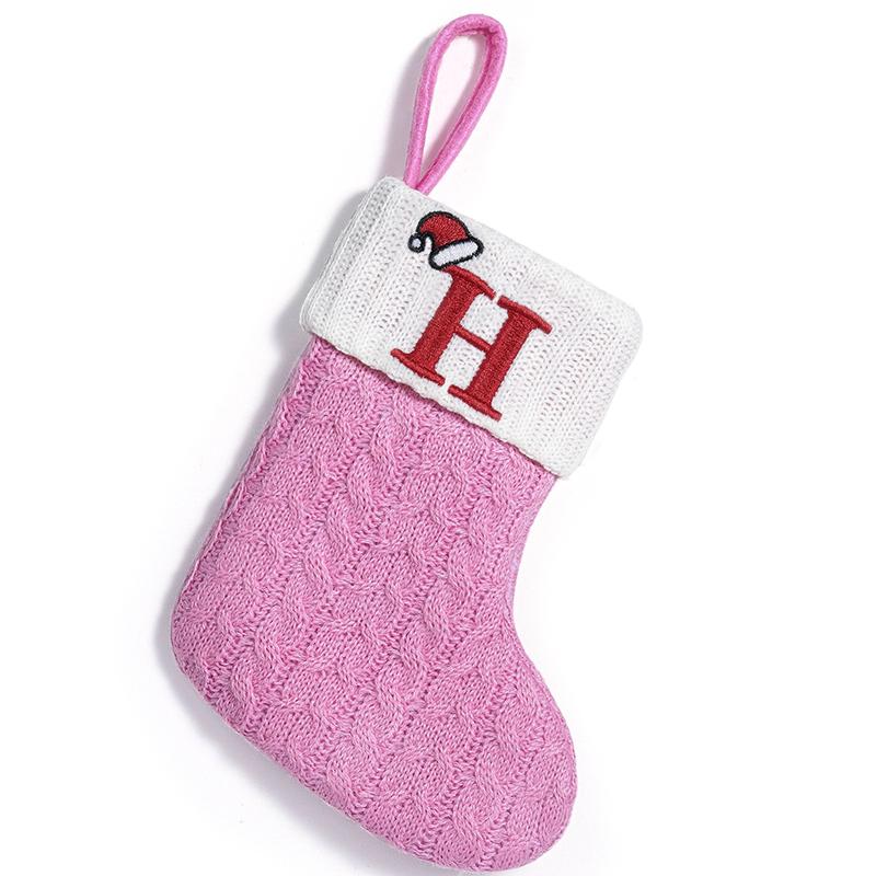 3d Pendant Gift Bag Letter Embroidered Gift Pendant Christmas Tree Decoration Pink Christmas Socks