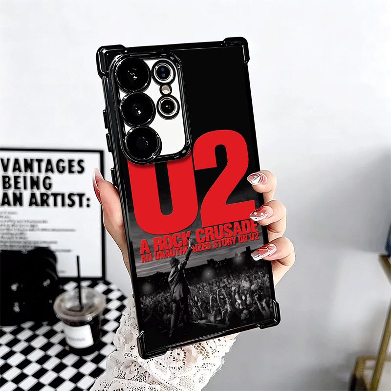 U-U2 Rock Band Plating Phone Case For Samsung Galaxy S24 S25 FE S26 Edge S23 Ultra S22 S21 Plus S20 Anti-Fall Airabag Cover