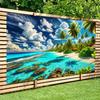 1 piece of tropical island scenery wall backdrop - 8x6 feet, vibrant palm tree beach scene