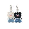 Plush Angry Cat Keychain With Denim Overalls For Anime Collectors And Gift Givers