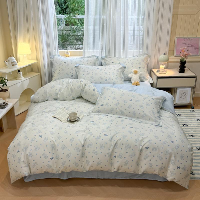 Комплект из четырех предметов, пододеяльник из чистого хлопка, простыня из хлопка, комплект из трех предметов для односпальной кровати в общежитии