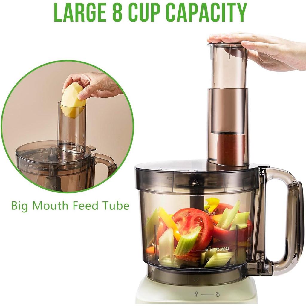 Кухонные комбайны, многофункциональная овощерезка и мясорубка мощностью 800 Вт для нарезки, измельчения, пюре и теста, легко очищаемая чаша на 8 чашек