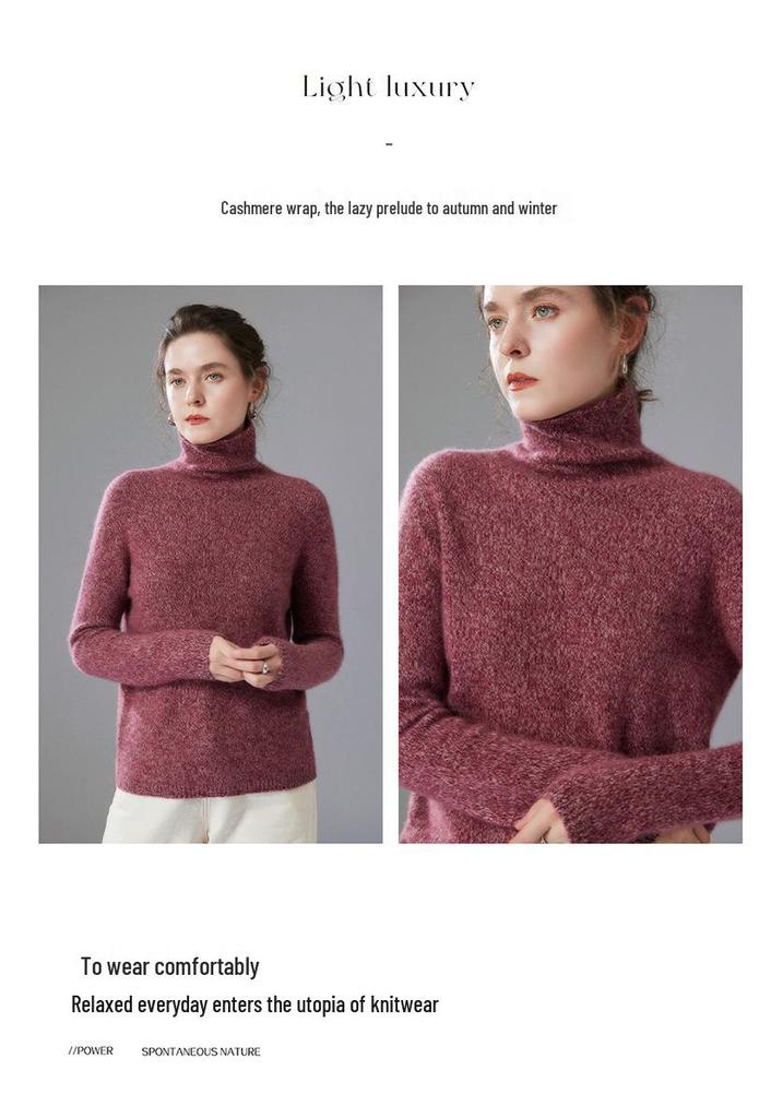 Women's High-Neck Cashmere Sweater: Autumn/Winter, Fancy Yarn, Loose, Thick, Long Sleeve Base Layer