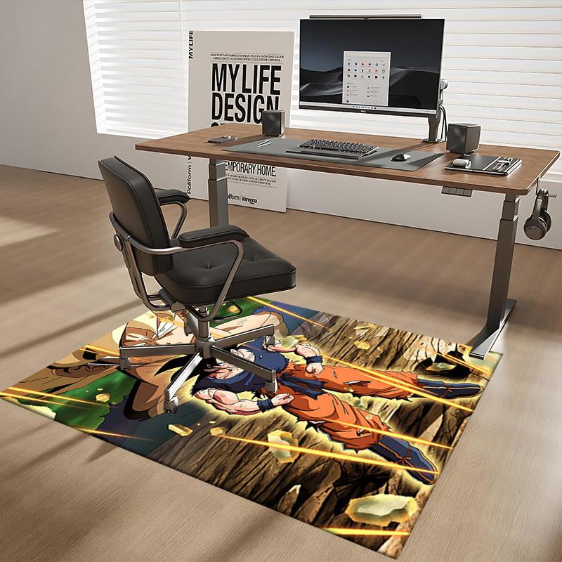 1pc Dragon Ball Z Goku Super Saiyan Office Chair Mat - Anime Cartoon Design, Non-Slip Carpet for Home Decor, Seasonal Gift, Suitable for Office and Li