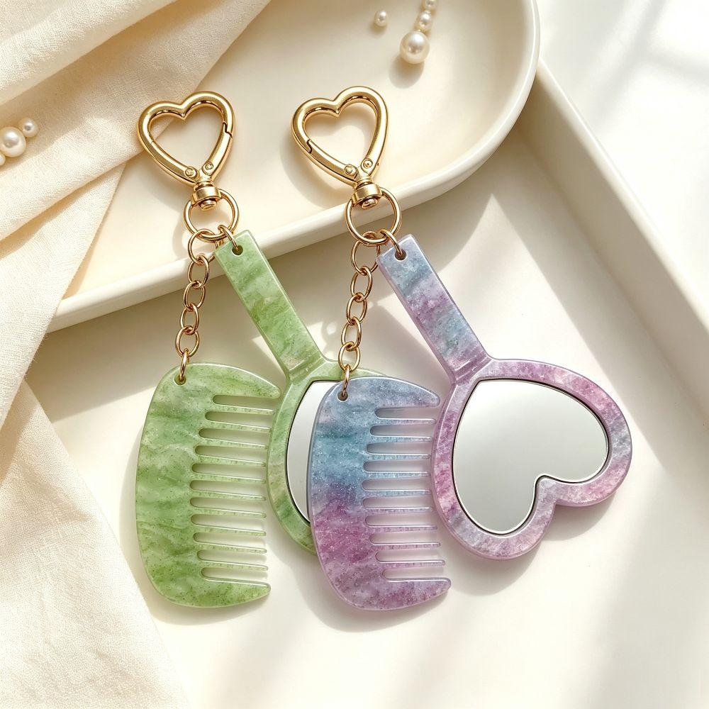 Heart Shaped Mirror Compact Grooming Set Mini Fine Tooth Comb Heart Mirror Comb Casual Occasions