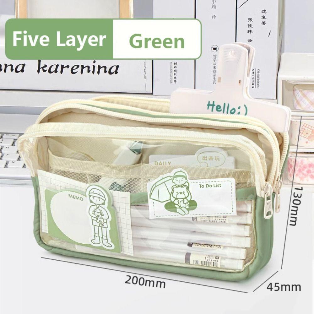PU Leather+PVC Pencil Case Five-Layer Pencil Box High Quality Pen Bag  School Office