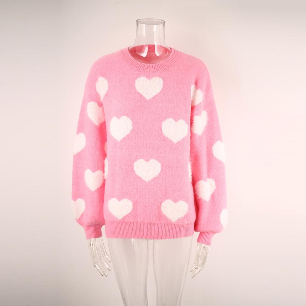 Женская повседневная мода круглый вырез воротничок сердечко свитер трикотажная нижняя рубашка