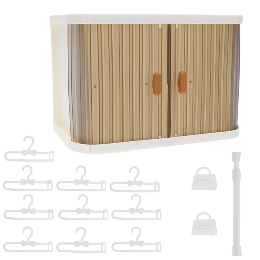 Dollhouse Wardrobe Doll Clothes Cabinet with 10 Hangers Fashion Girl Princess Closet Furniture for Barbiesss Kids Gift Toy