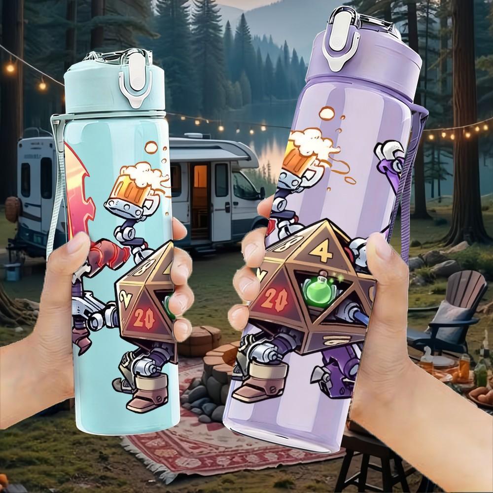 1PC Magic Wizard Character Print 750ml Color Plastic Sports Water Bottle Leakproof Flip Straw Lid Suitable for Sports Office Home Use