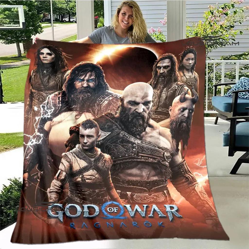 Плед с принтом God of War Плед для пикника Теплые фланелевые пледы Домашние постельные принадлежности Постельные покрывала Подарок на день рождения