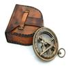 Sundial Compass Pocket Sundial Engravable Compass with Leather Box 5.08 Cm