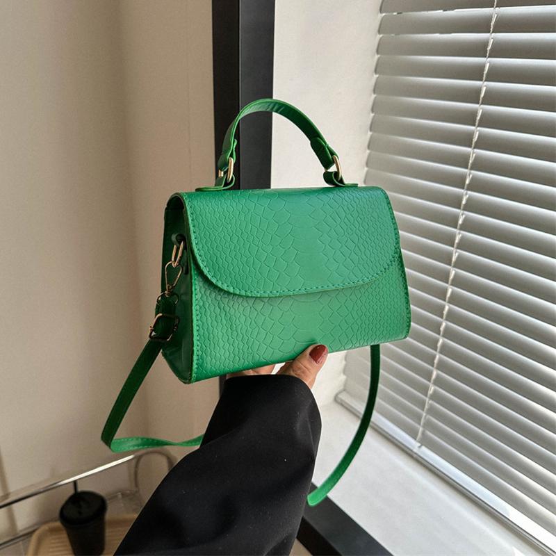 Сплошная цветная сумка через плечо с крокодиловым узором, повседневная сумка для женщин, модная сумка на плечо в корейском стиле, маленькая квадратная сумка