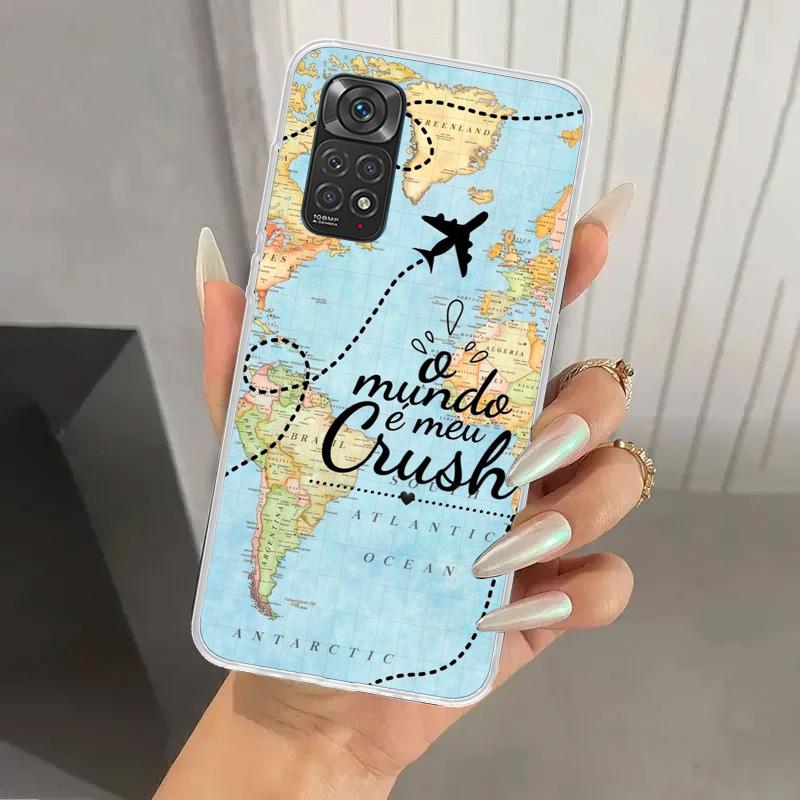 Чехол для телефона 'Карта мира, Планы путешествий' для Xiaomi Redmi Note 14 13 12S 12 11S 11 Pro Plus 11T 11E 10S 9 9S Мягкий чехол-накладка с принтом Не