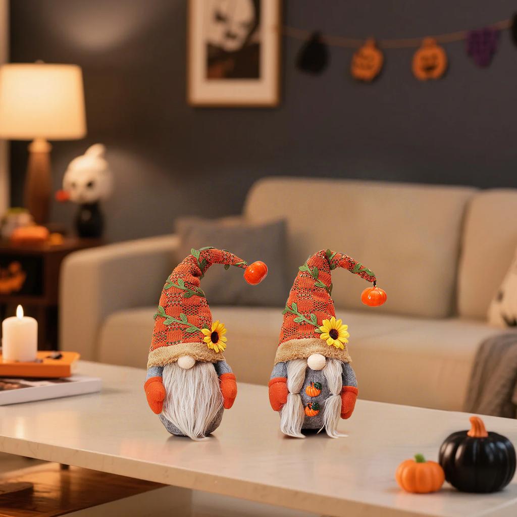 Fall Gnome Thanksgiving Doll, Pumpkin Sunflower Halloween Decor Plush Ornament Tomte, Festival Swedish Scandinavian Faceless Home Kitchen