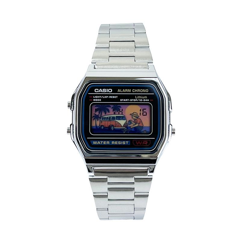 Casio Индивидуальные часы модифицированная серия спортивные водонепроницаемые ретро модные классические маленькие серебряные часы Кварцевые в том же стиле для мужчин A158WA-1