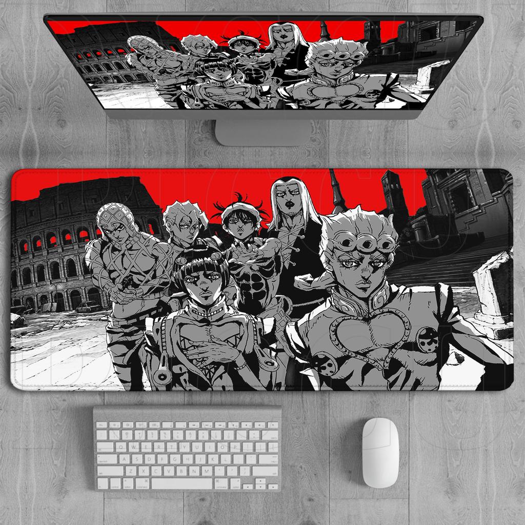 Коврик XXL с HD-печатью JOJO Bizarre Adventure Коврик для мыши Коврики для клавиатуры Геймерские Нескользящий коврик для мыши Аниме Игровые Аксессуары для ПК Настольный коврик