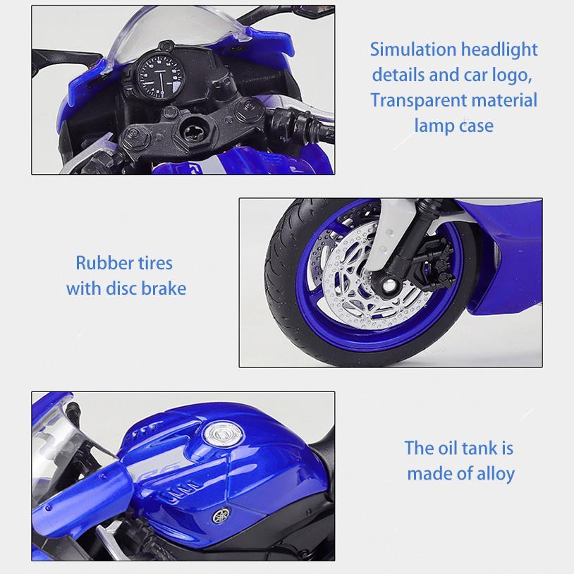 1/12 Scale Welly 2020 YAMAHA YZF-R6 Alloy Motorcycle Model Diecasts Metal Toy Vehicles Motorcycle Model High Simulation Collection Childrens Gifts