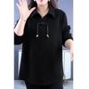 Женская футболка большого размера в западном стиле с длинным рукавом, воротником и регулируемым шнурком